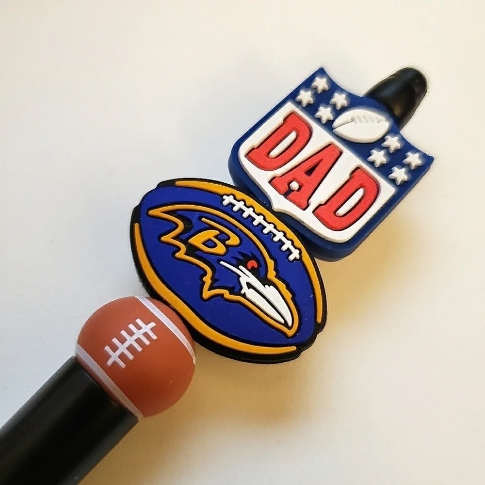 Handmade Baltimore Ravens NFL Dad Football Beaded Silicone Focal Bead Pen